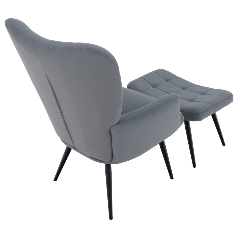 Casa si Gradina - Mobilier - Scaune si fotolii - Fotolii - Fotoliu cu suport pentru picioare, tesatura Velvet gri/negru, HABEN - Infinity.ro