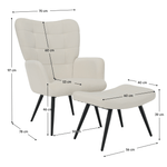 Casa si Gradina - Mobilier - Scaune si fotolii - Fotolii - Fotoliu cu suport pentru picioare, alb Velvet tesatura/negru, HABEN - Infinity.ro