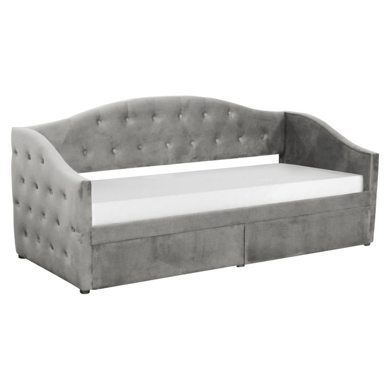Casa si Gradina - Mobilier - Paturi si accesorii - Paturi - Pat cu spatiu de depozitare, 90x200, tesatura Velvet gri, ZASKA - Infinity.ro