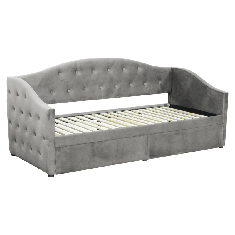 Casa si Gradina - Mobilier - Paturi si accesorii - Paturi - Pat cu spatiu de depozitare, 90x200, tesatura Velvet gri, ZASKA - Infinity.ro
