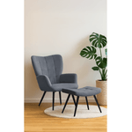 Casa si Gradina - Mobilier - Scaune si fotolii - Fotolii - Fotoliu cu suport pentru picioare, tesatura Velvet gri/negru, HABEN - Infinity.ro