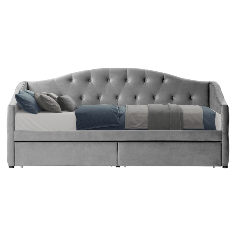 Casa si Gradina - Mobilier - Paturi si accesorii - Paturi - Pat cu spatiu de depozitare, 90x200, tesatura Velvet gri, ZASKA - Infinity.ro