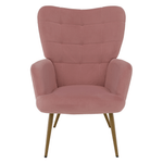 Casa si Gradina - Mobilier - Scaune si fotolii - Fotolii - Fotoliu cu suport pentru picioare, tesatura Velvet roz/stejar, HABEN - Infinity.ro