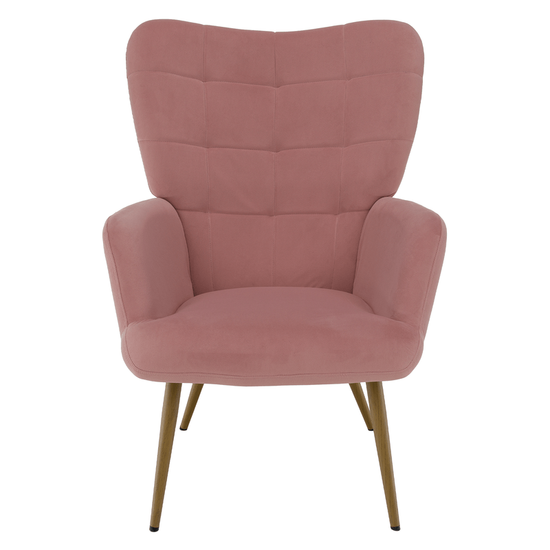 Casa si Gradina - Mobilier - Scaune si fotolii - Fotolii - Fotoliu cu suport pentru picioare, tesatura Velvet roz/stejar, HABEN - Infinity.ro