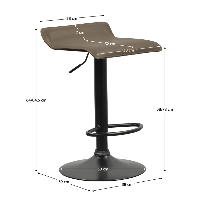Casa si Gradina - Mobilier - Scaune si fotolii - Scaune - Scaun de bar, piele ecologica Taupe gri-maro, BAILI - Infinity.ro