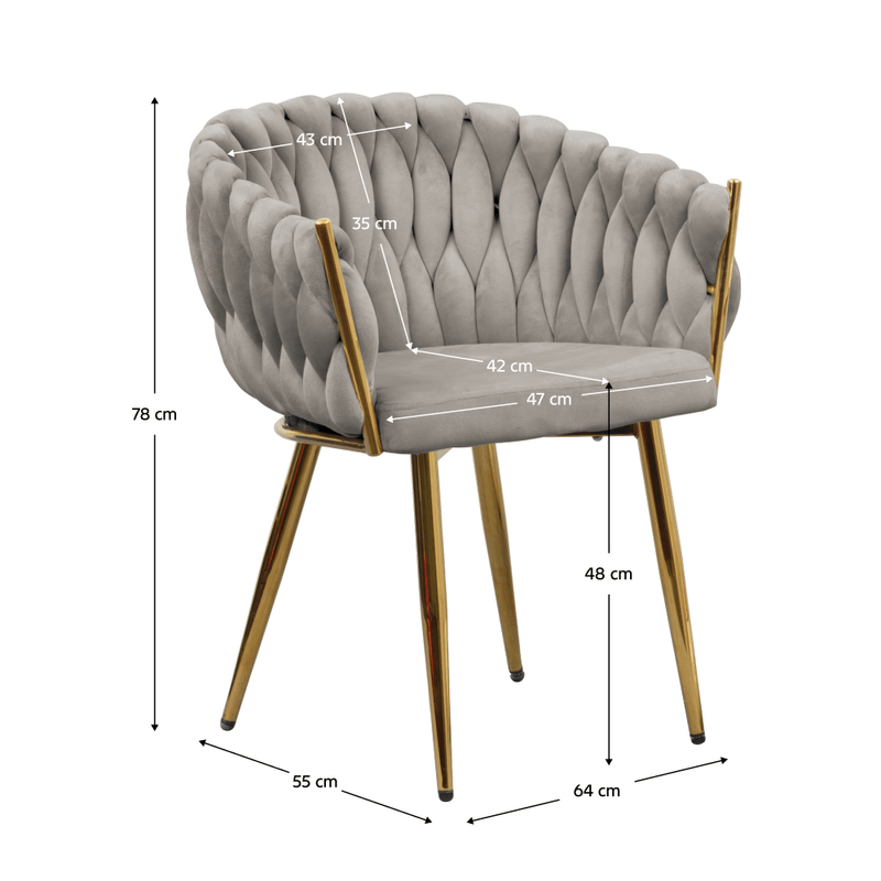 Casa si Gradina - Mobilier - Scaune si fotolii - Scaune - Fotoliu pentru sufragerie, tesatura gri-maro Taupe Velvet/aur crom auriu, DEILA - Infinity.ro