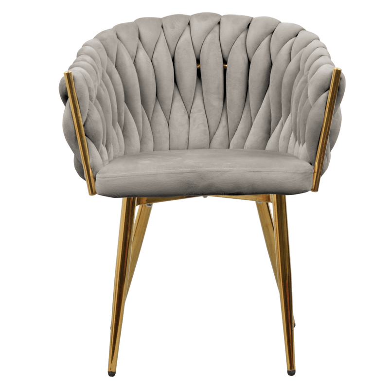 Casa si Gradina - Mobilier - Scaune si fotolii - Scaune - Fotoliu pentru sufragerie, tesatura gri-maro Taupe Velvet/aur crom auriu, DEILA - Infinity.ro