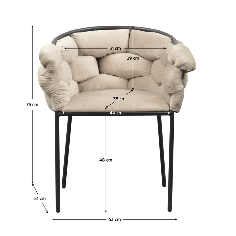 Casa si Gradina - Mobilier - Scaune si fotolii - Scaune - Fotoliu pentru sufragerie, tesatura gri maronie Taupe Velvet/neagra, DOROTA - Infinity.ro