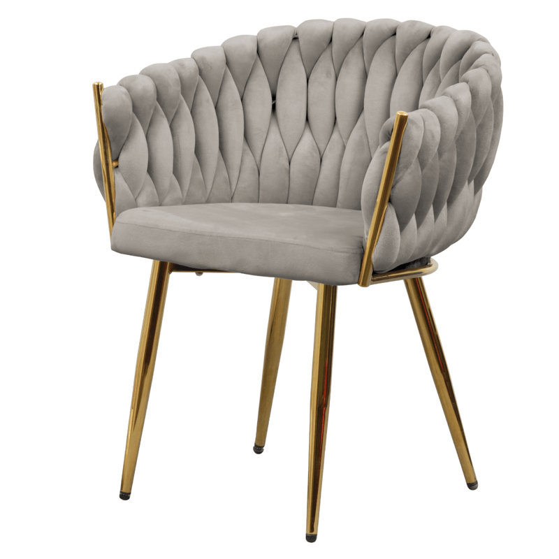 Casa si Gradina - Mobilier - Scaune si fotolii - Scaune - Fotoliu pentru sufragerie, tesatura gri-maro Taupe Velvet/aur crom auriu, DEILA - Infinity.ro