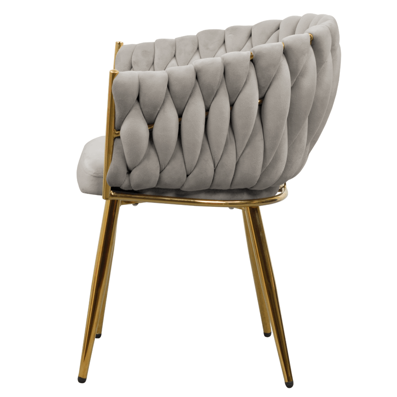 Casa si Gradina - Mobilier - Scaune si fotolii - Scaune - Fotoliu pentru sufragerie, tesatura gri-maro Taupe Velvet/aur crom auriu, DEILA - Infinity.ro
