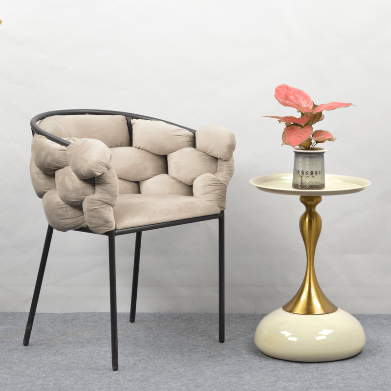 Casa si Gradina - Mobilier - Scaune si fotolii - Scaune - Fotoliu pentru sufragerie, tesatura gri maronie Taupe Velvet/neagra, DOROTA - Infinity.ro