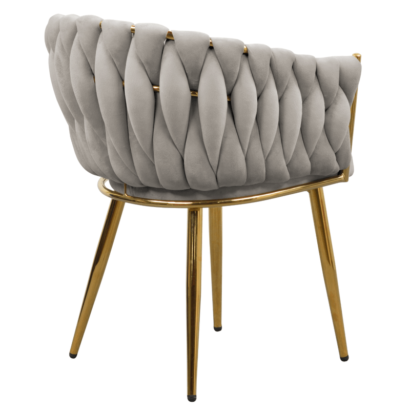 Casa si Gradina - Mobilier - Scaune si fotolii - Scaune - Fotoliu pentru sufragerie, tesatura gri-maro Taupe Velvet/aur crom auriu, DEILA - Infinity.ro