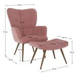 Casa si Gradina - Mobilier - Scaune si fotolii - Fotolii - Fotoliu cu suport pentru picioare, tesatura Velvet roz/stejar, HABEN - Infinity.ro