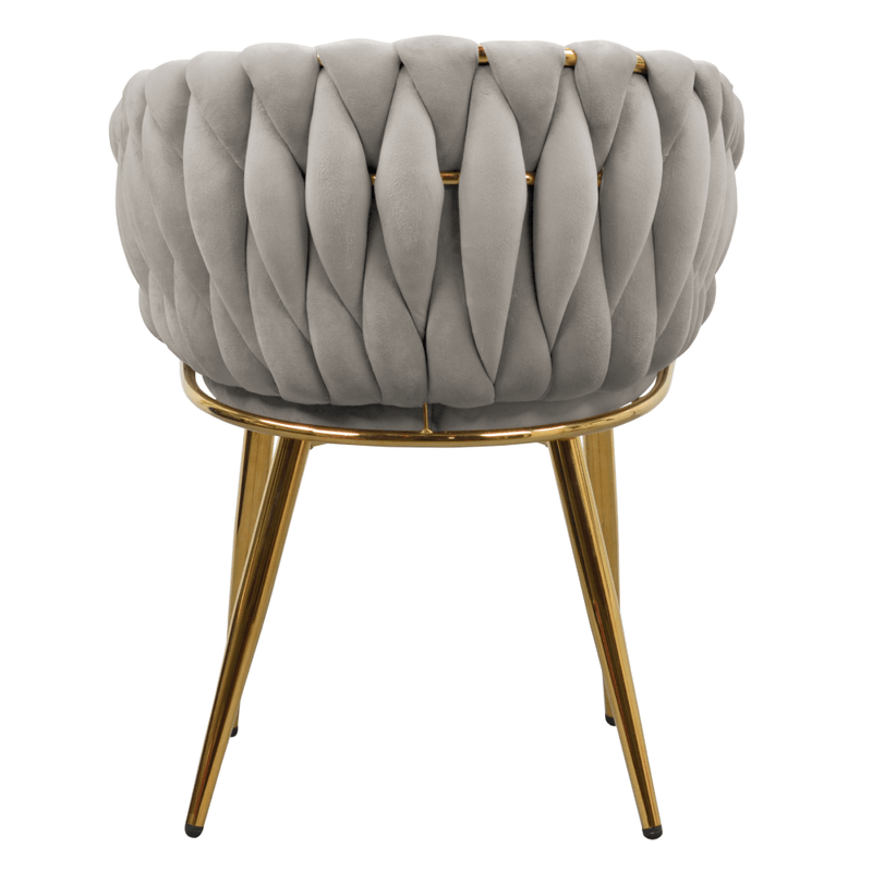 Casa si Gradina - Mobilier - Scaune si fotolii - Scaune - Fotoliu pentru sufragerie, tesatura gri-maro Taupe Velvet/aur crom auriu, DEILA - Infinity.ro