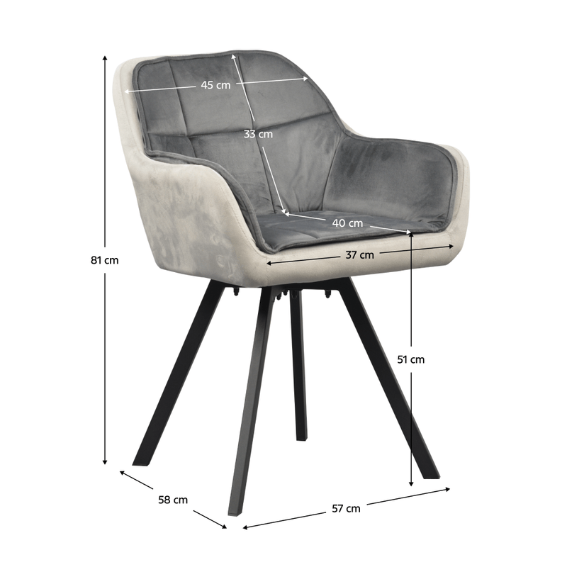 Casa si Gradina - Mobilier - Scaune si fotolii - Scaune - Fotoliu pentru sufragerie pivotant, tesatura Velvet gri, FLER - Infinity.ro