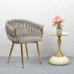 Casa si Gradina - Mobilier - Scaune si fotolii - Scaune - Fotoliu pentru sufragerie, tesatura gri-maro Taupe Velvet/aur crom auriu, DEILA - Infinity.ro