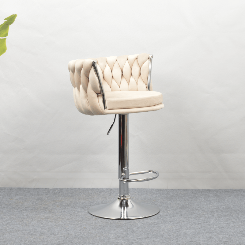 Casa si Gradina - Mobilier - Scaune si fotolii - Scaune - Scaun de bar de design, bej tesatura Velvet/crom, BRIN - Infinity.ro
