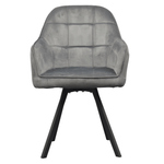 Casa si Gradina - Mobilier - Scaune si fotolii - Scaune - Fotoliu pentru sufragerie pivotant, tesatura Velvet gri inchis, SAMANTA - Infinity.ro
