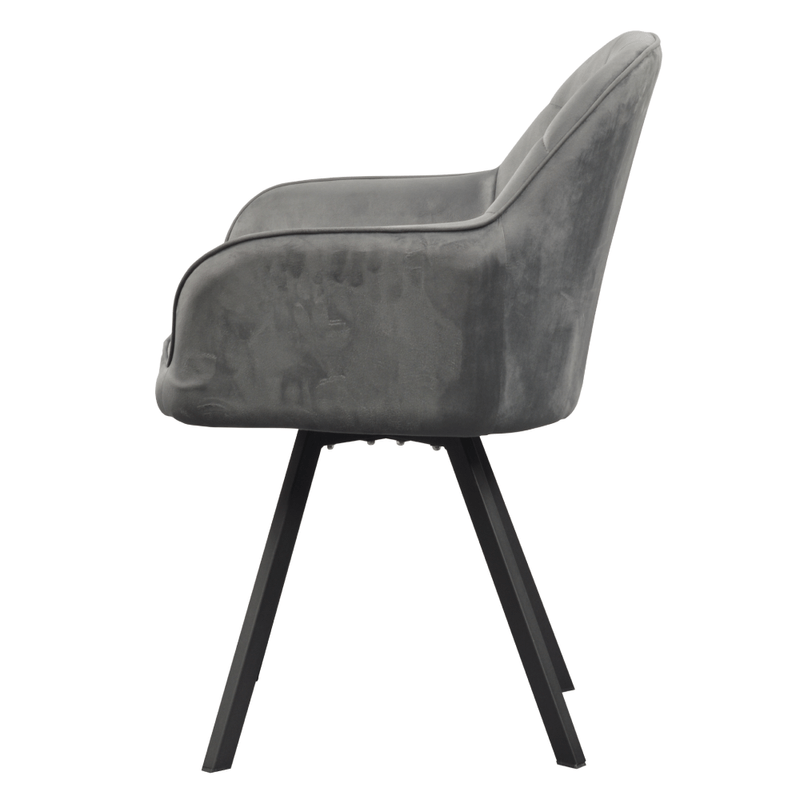Casa si Gradina - Mobilier - Scaune si fotolii - Scaune - Fotoliu pentru sufragerie pivotant, tesatura Velvet gri inchis, SAMANTA - Infinity.ro