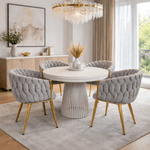 Casa si Gradina - Mobilier - Scaune si fotolii - Scaune - Fotoliu pentru sufragerie, tesatura gri-maro Taupe Velvet/aur crom auriu, DEILA - Infinity.ro