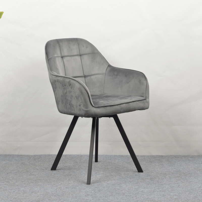 Casa si Gradina - Mobilier - Scaune si fotolii - Scaune - Fotoliu pentru sufragerie pivotant, tesatura Velvet gri inchis, SAMANTA - Infinity.ro