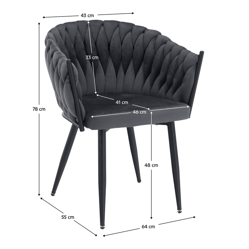 Casa si Gradina - Mobilier - Scaune si fotolii - Scaune - Scaun de bucatarie, gri inchis tesatura velvet/negru, BLER - Infinity.ro