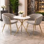 Casa si Gradina - Mobilier - Scaune si fotolii - Scaune - Fotoliu pentru sufragerie, tesatura gri-maro Taupe Velvet/aur crom auriu, DEILA - Infinity.ro