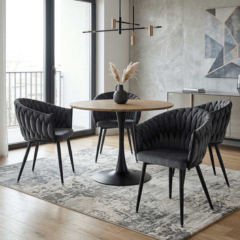 Casa si Gradina - Mobilier - Scaune si fotolii - Scaune - Scaun de bucatarie, gri inchis tesatura velvet/negru, BLER - Infinity.ro