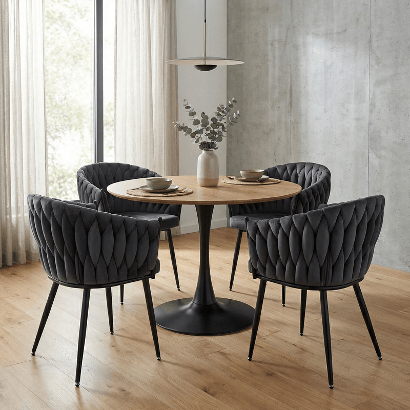 Casa si Gradina - Mobilier - Scaune si fotolii - Scaune - Scaun de bucatarie, gri inchis tesatura velvet/negru, BLER - Infinity.ro