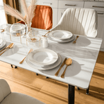 Casa si Gradina - Mobilier - Mese si birouri - Mese bucatarie si dining - Masa de sufragerie, marmura alba/neagra, 121x71 cm, FLORENC TIP 1 - Infinity.ro