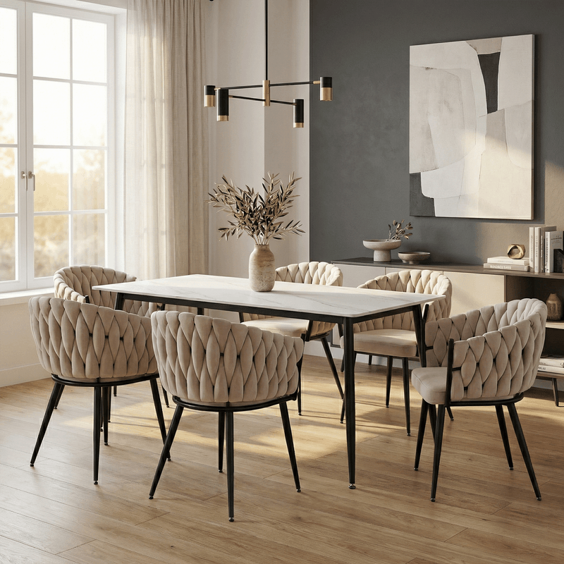 Casa si Gradina - Mobilier - Mese si birouri - Mese bucatarie si dining - Masa de sufragerie, marmura alba/neagra, 160x80 cm, FLORENC TIP 2 - Infinity.ro