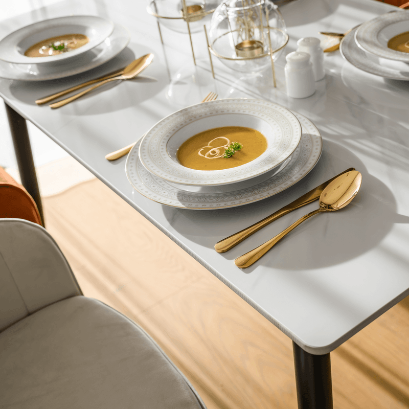 Casa si Gradina - Mobilier - Mese si birouri - Mese bucatarie si dining - Masa de sufragerie, marmura alba/neagra, 121x71 cm, FLORENC TIP 1 - Infinity.ro