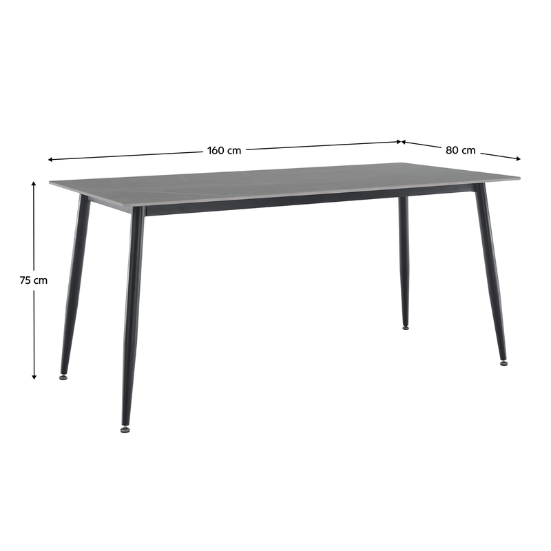 Casa si Gradina - Mobilier - Mese si birouri - Mese bucatarie si dining - Masa de sufragerie, marmura gri/neagra, 160x80 cm, FLORENC TIP 2 - Infinity.ro