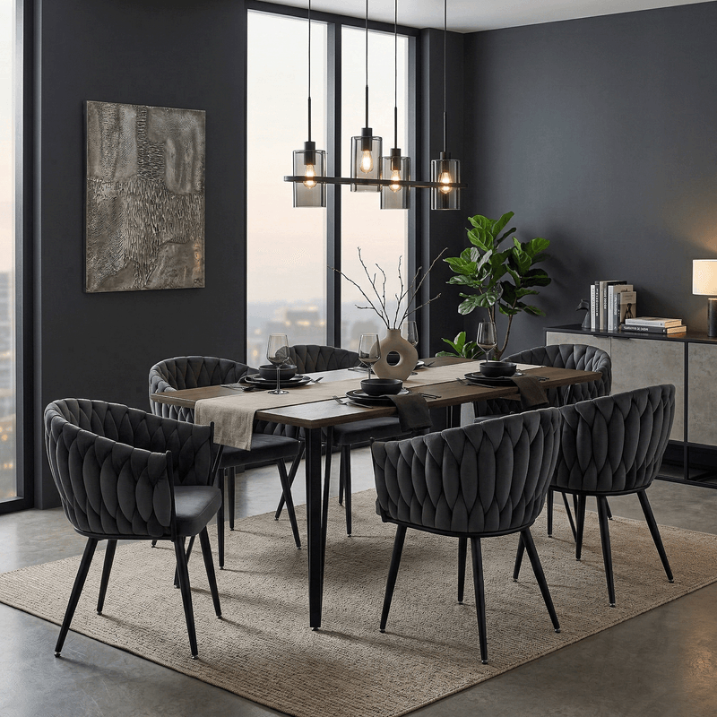 Casa si Gradina - Mobilier - Scaune si fotolii - Scaune - Scaun de bucatarie, gri inchis tesatura velvet/negru, BLER - Infinity.ro