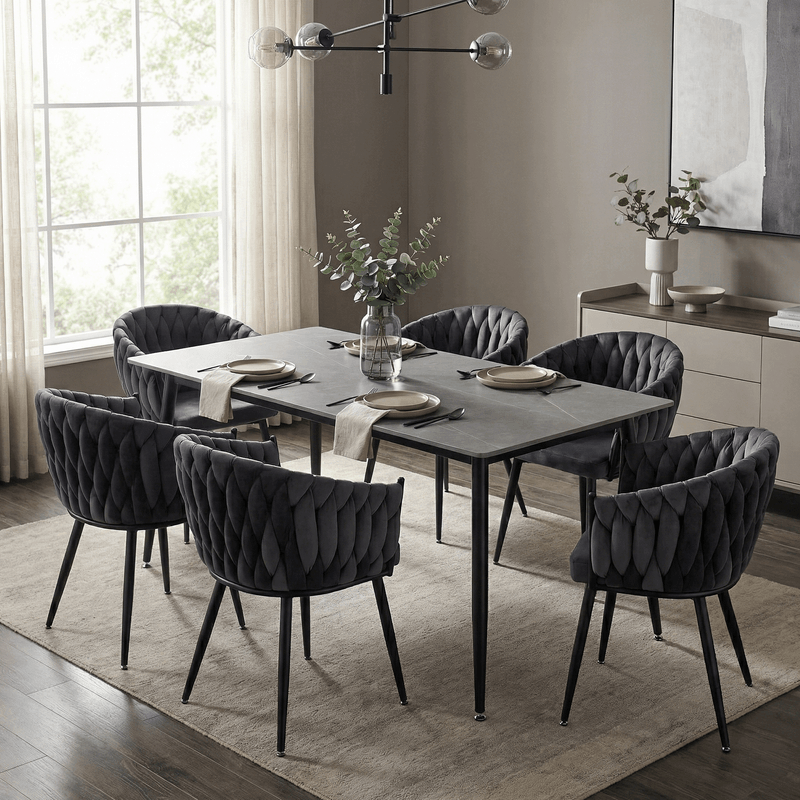 Casa si Gradina - Mobilier - Scaune si fotolii - Scaune - Scaun de bucatarie, gri inchis tesatura velvet/negru, BLER - Infinity.ro