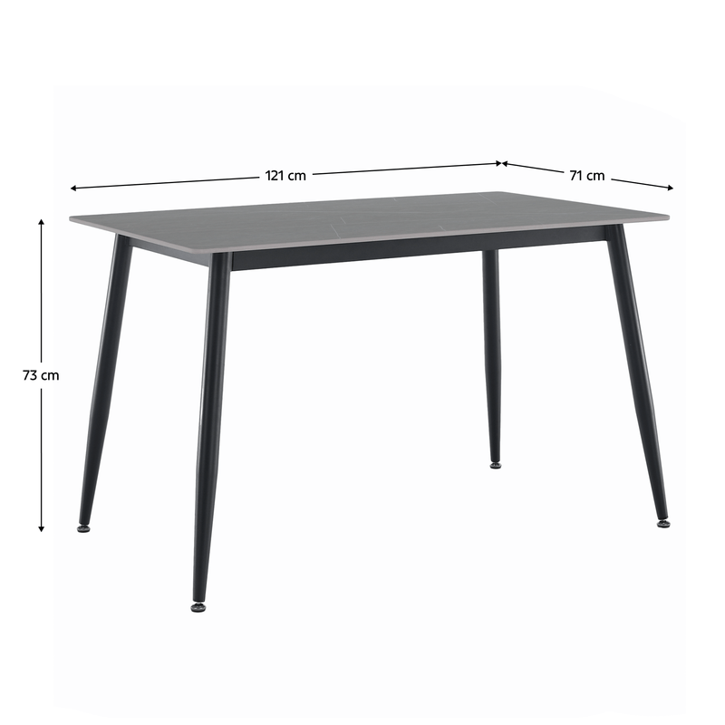 Casa si Gradina - Mobilier - Mese si birouri - Mese bucatarie si dining - Masa de sufragerie, gri marmura/neagra, 121x71 cm, FLORENC TIP 1 - Infinity.ro