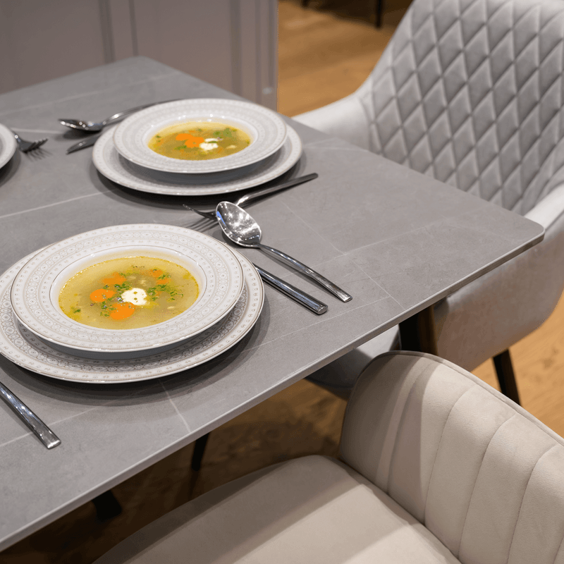 Casa si Gradina - Mobilier - Mese si birouri - Mese bucatarie si dining - Masa de sufragerie, marmura gri/neagra, 160x80 cm, FLORENC TIP 2 - Infinity.ro
