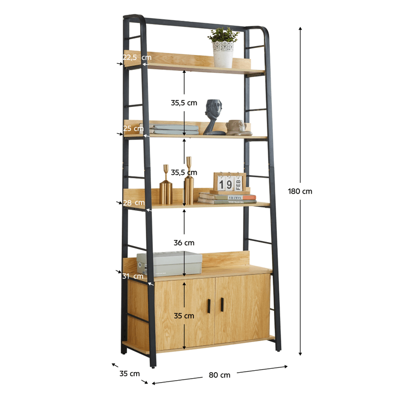 Casa si Gradina - Mobilier - Biblioteci si rafturi - Etajere - Raft, stejar inchis/negru, CHARITON - Infinity.ro