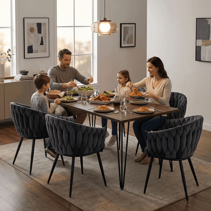 Casa si Gradina - Mobilier - Scaune si fotolii - Scaune - Scaun de bucatarie, gri inchis tesatura velvet/negru, BLER - Infinity.ro