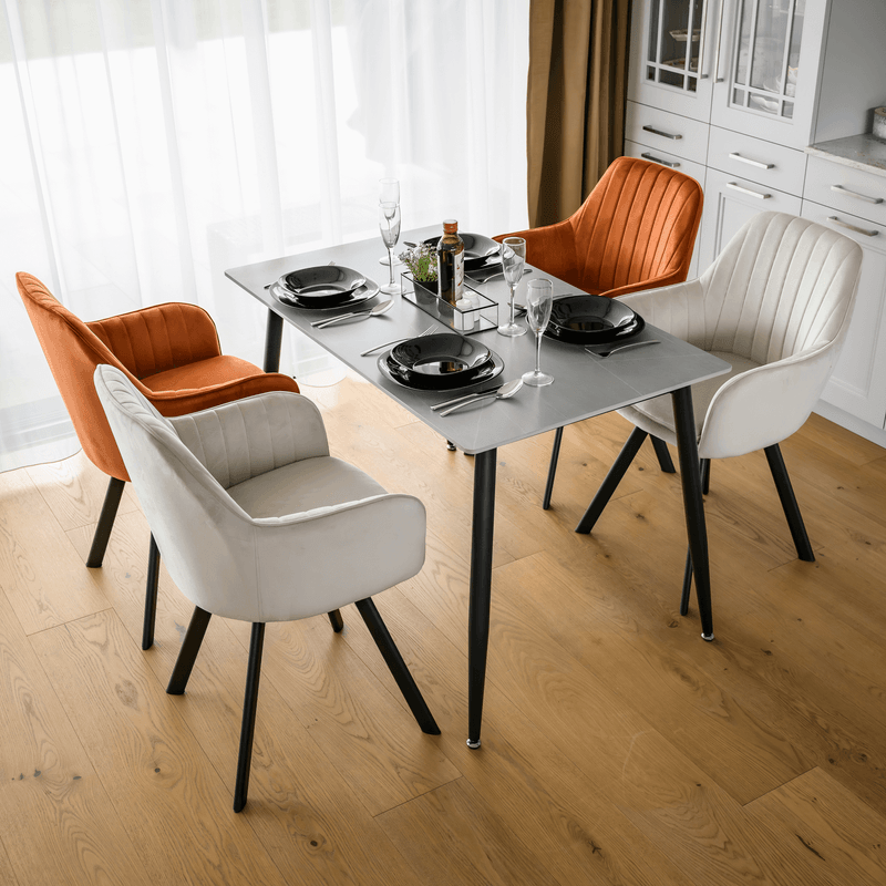 Casa si Gradina - Mobilier - Mese si birouri - Mese bucatarie si dining - Masa de sufragerie, gri marmura/neagra, 121x71 cm, FLORENC TIP 1 - Infinity.ro