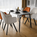 Casa si Gradina - Mobilier - Mese si birouri - Mese bucatarie si dining - Masa de sufragerie, gri marmura/neagra, 121x71 cm, FLORENC TIP 1 - Infinity.ro