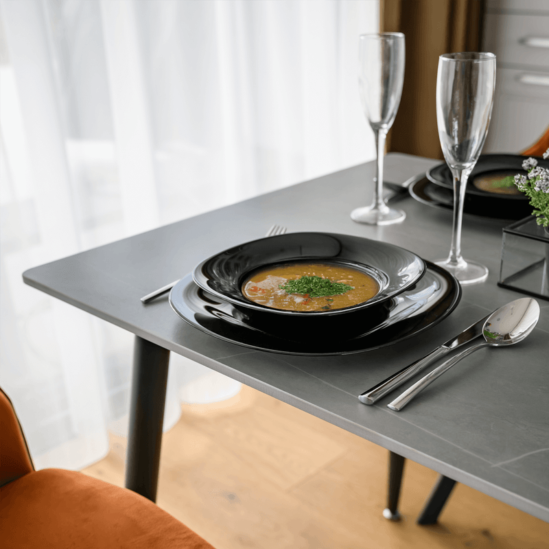 Casa si Gradina - Mobilier - Mese si birouri - Mese bucatarie si dining - Masa de sufragerie, gri marmura/neagra, 121x71 cm, FLORENC TIP 1 - Infinity.ro