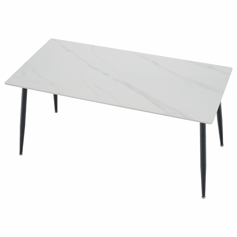 Casa si Gradina - Mobilier - Mese si birouri - Mese bucatarie si dining - Masa de sufragerie, marmura alba/neagra, 160x80 cm, FLORENC TIP 2 - Infinity.ro