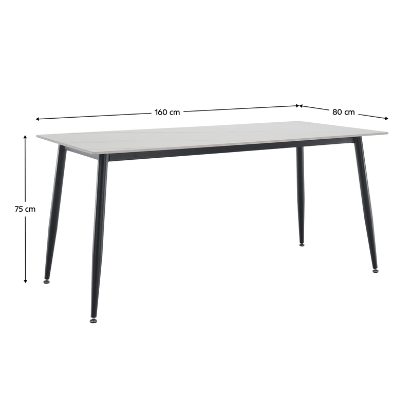 Casa si Gradina - Mobilier - Mese si birouri - Mese bucatarie si dining - Masa de sufragerie, marmura alba/neagra, 160x80 cm, FLORENC TIP 2 - Infinity.ro