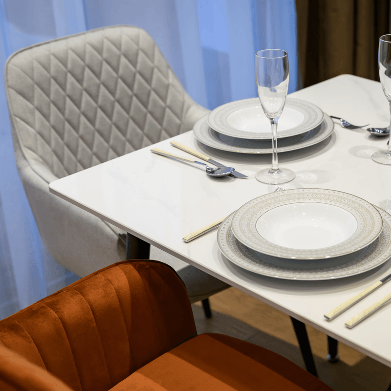 Casa si Gradina - Mobilier - Mese si birouri - Mese bucatarie si dining - Masa de sufragerie, marmura alba/neagra, 160x80 cm, FLORENC TIP 2 - Infinity.ro