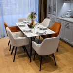 Casa si Gradina - Mobilier - Mese si birouri - Mese bucatarie si dining - Masa de sufragerie, marmura alba/neagra, 160x80 cm, FLORENC TIP 2 - Infinity.ro