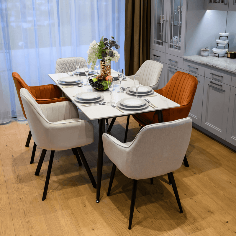 Casa si Gradina - Mobilier - Mese si birouri - Mese bucatarie si dining - Masa de sufragerie, marmura alba/neagra, 160x80 cm, FLORENC TIP 2 - Infinity.ro