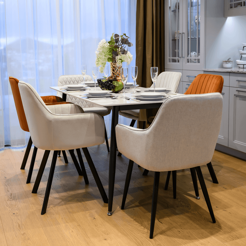 Casa si Gradina - Mobilier - Mese si birouri - Mese bucatarie si dining - Masa de sufragerie, marmura alba/neagra, 160x80 cm, FLORENC TIP 2 - Infinity.ro