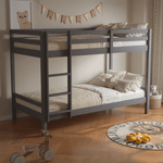Casa si Gradina - Mobilier - Mobilier copii - Patuturi copii - Pat supraetajat, 90x200, lemn masiv, gri, INEZA - Infinity.ro