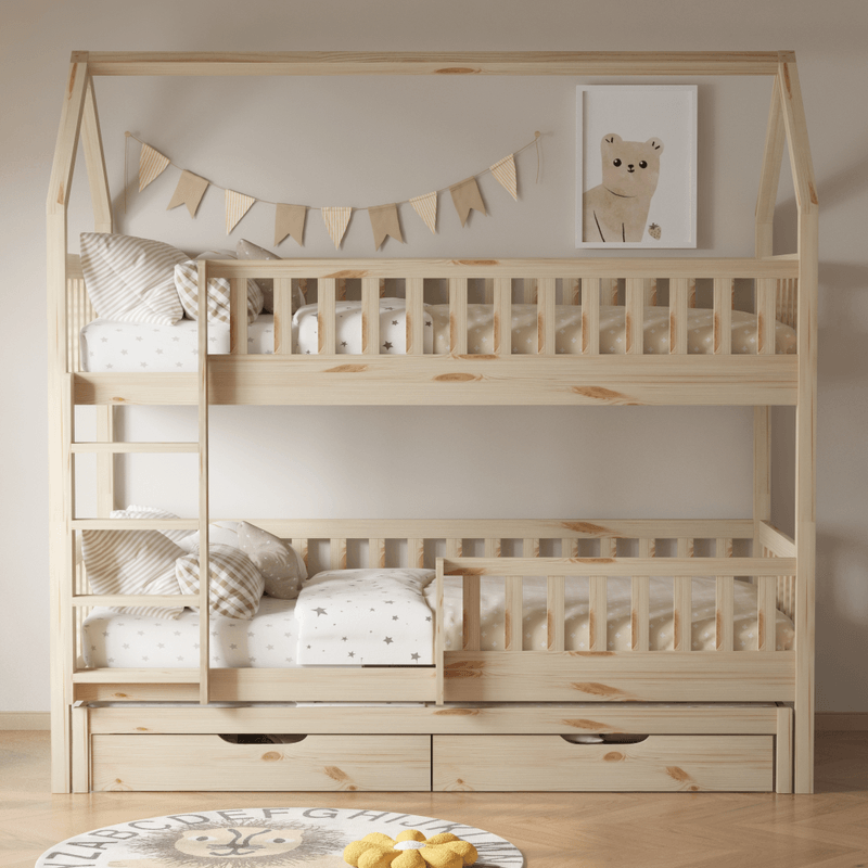 Casa si Gradina - Mobilier - Mobilier copii - Patuturi copii - Pat supraetajat Montessori cu pat suplimentar, natural, VENITA TYP 1 - Infinity.ro